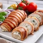 Sočna piščančja rolada v slanini bo navdušila za kosilo