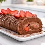 Rolada, ki očara: kombinacija čokolade in svežih jagod