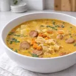 Domača zeljna enolončnica s hrenovko za hladne dni, ki je zelo enostavna za pripravo