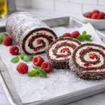 Hitra kokosova rolada z malinami, ki se ne peče in res je dobrega okusa