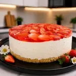 Hitro pripravljena sirna torta z jagodami (jagodni cheesecake)