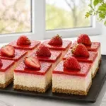 Jagodne rezine z bogato kremo in sadno plastjo – brez peke