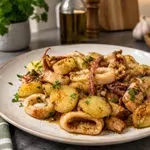 Sočni lignji in hrustljav krompir iz pečice