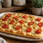 Domača focaccia s češnjevimi paradižniki in rožmarinom, ki vedno uspe