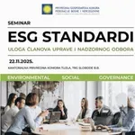 Poziv na seminar o ESG standardima u Tuzli: Fokus na ulozi uprava i nadzornih odbora
