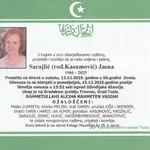 Preminula je Sarajlić Jasna