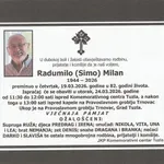 Preminuo je Radumilo Milan