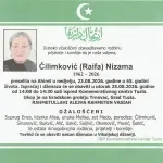 Preminula je Nizama Ćilimković