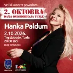 Hanka Paldum 2. oktobra na Trgu slobode u povodu 83. godišnjice oslobođenja Tuzle