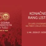 Univerzitet u Tuzli: Objavljenje konačne rang-liste za drugi i treći ciklus studija