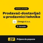 Omega d.o.o. zapošljava: Prodavač-dostavljač u prodavnici tehnike (Goražde)