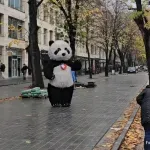 Velika panda prošetala gradom i uljepšala ovaj kišni dan