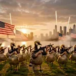Trumpova nova objava: Kanadske gosi patruljirajo na »Jezeru Amerika«