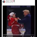 Trump objavil video, kako igra hokej in pretepa kanadske igralce
