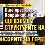 Цветеслава Гълъбова: Още през 2022 г. Копринков ми каза: Ще вземем структурите на БСП и спонсорите на ГЕРБ