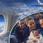 ЧУДО В НЕБЕТО: Жена роди по време на полет!