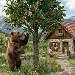 ШОК: Мечка нахлу в двор и изяде черешите на грък!