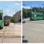 ЖЕЛЕЗЕН СБЛЪСЪК: Два трамвая катастрофираха на ключово кръстовище в София