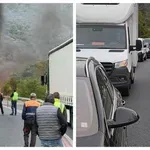 Камион се запали в Кресненското дефиле, шофьорът се е спасил
