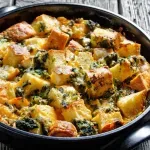 Za svaku priliku: Zapečeni špinat na maslacu s hrskavim kockicama kruha