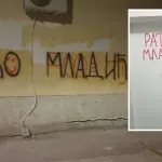 Na vratima stana odbornika ZLF u Bačkoj Topoli ispisana poruka "Ratko Mladić heroj"