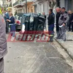 Πάτρα: Τζιπ αναποδογύρισε μετά από σφοδρή σύγκρουση – Εγκλωβίστηκε τετραμελής οικογένεια