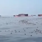 Στενά του Ορμούζ: Κιβώτια και δοχεία επιπλέουν στη θάλασσα από δύο βυθισμένα πλοία (Βίντεο)