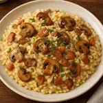 Popoln recept za rižoto s panceto in gobami