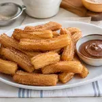Hrustljavi churrosi s cimetovim sladkorjem in čokoladno omako