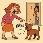 Žena se dere nad psom!