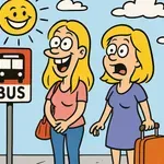 Dve blondinki čakata na avtobus