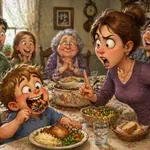 Janezek pri babici na kosilu