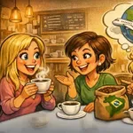 Blondinka pije kavo