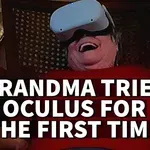 Babica prvič poskusi VR-očala