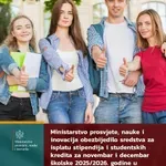 Isplata stipendija i studentskih kredita za novembar i decembar