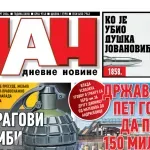 Naslovna strana “Dana” za 13. mart 2026