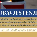 Opština Bar: Od utorka do četvrtka naizmjenično odvijanje saobraćaja na magistrali Bar-Ulcinj