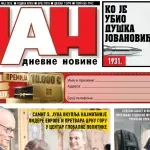 Naslovna strana "Dana" za 25. maj