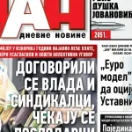 Naslovna strana "Dana" za 22. septembar