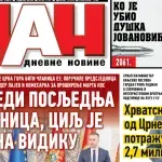 Naslovna strana "Dana" za 2. oktobar