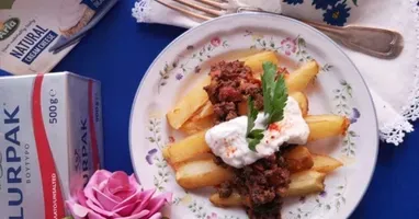 Τηγανητές πατάτες με κιμά
